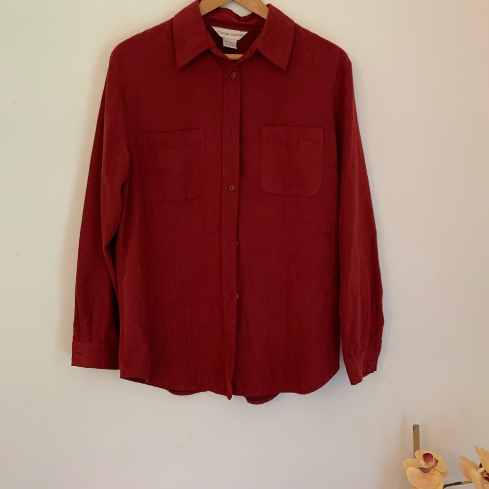 Velvet Feel Red Long Sleeve Top